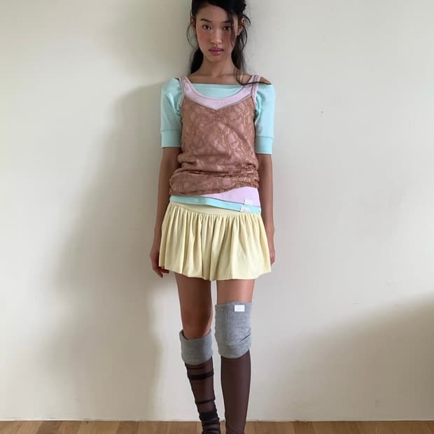 샵페어리 rib half top 민트
