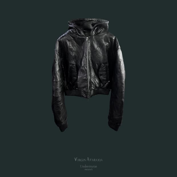 언더마이카 크롭 레더 랜덤스티치 램 봄버자켓 2