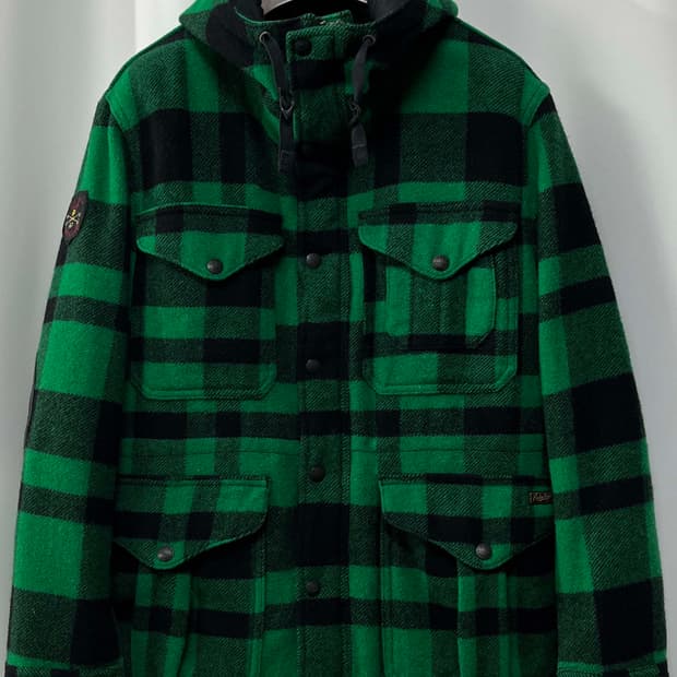 폴로 랄프로렌 버팔로 매키노 카우하이드 엘보 울 헌팅자켓