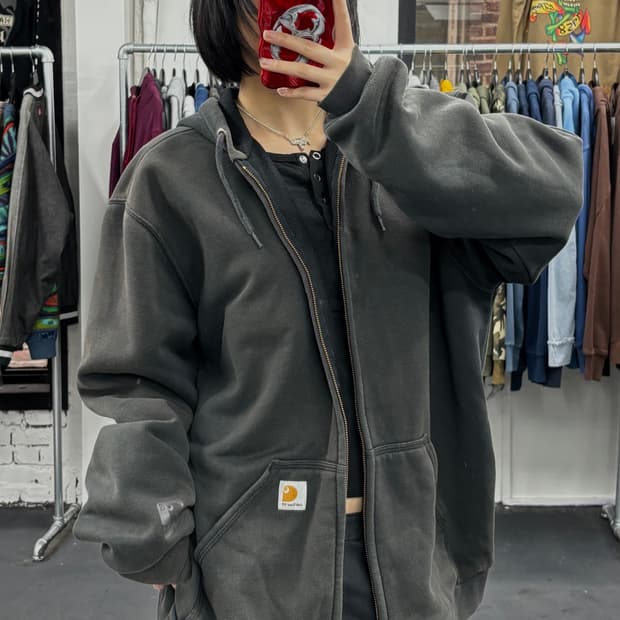 칼하트 써멀 블랙 후드집업