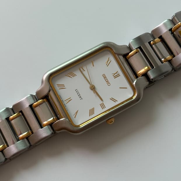 세이코 1990년대 Lucent 오만 인데스 콤비 스퀘어 쿼츠 남성