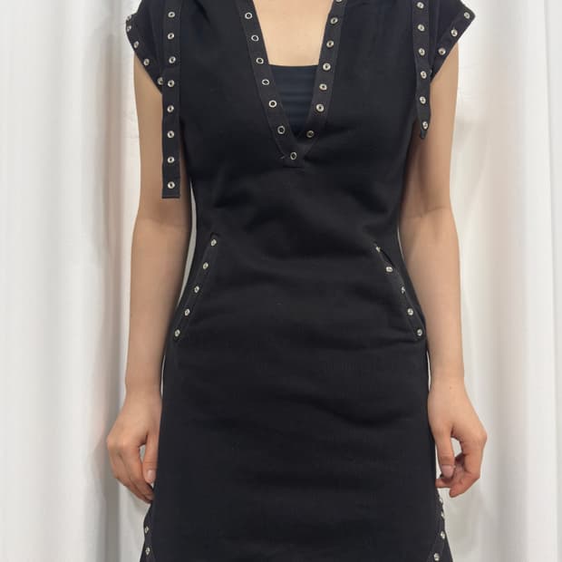 stud detail hood vest