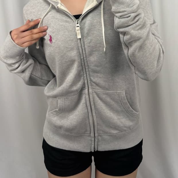 폴로 그레이 후드집업