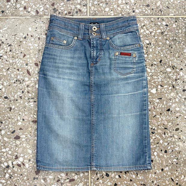 돌체앤가바나 데님 미디 스커트