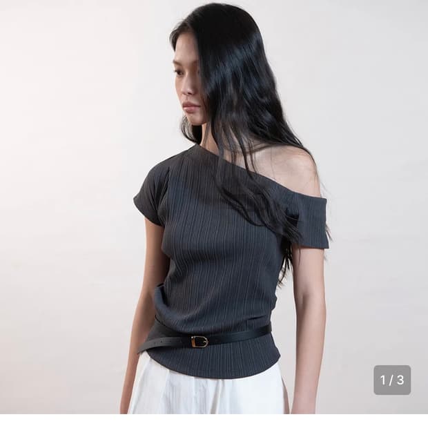 모센틱 원숄더 티셔츠 차콜