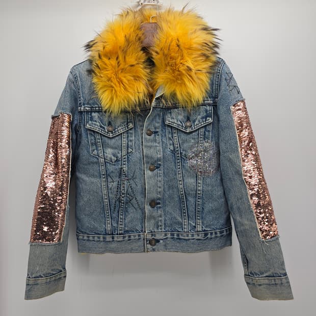 Y2K luxury mood 빈티지 스타일 데님 퍼 자켓