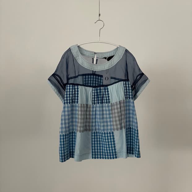 Sheer Docking Sheer Patchwork Blouse