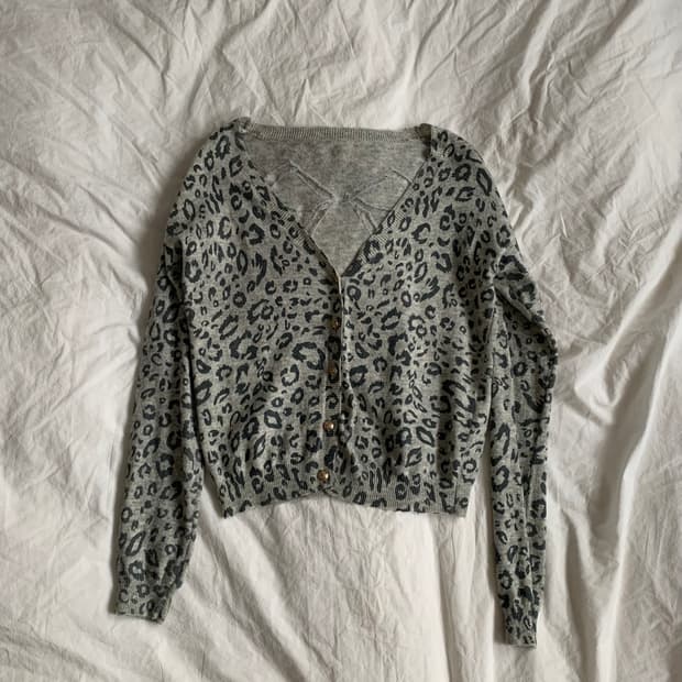 그레이 레오파드 가디건