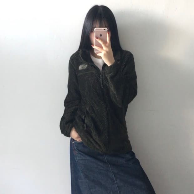 노스페이스 자수 플리스집업