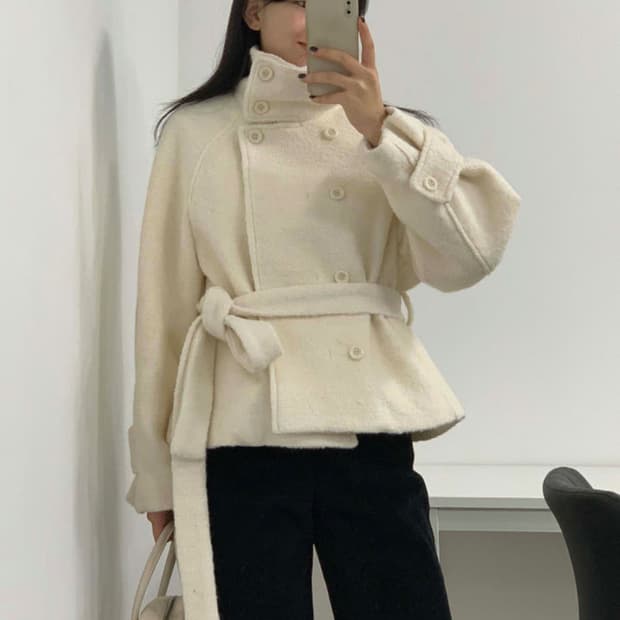 릴트샵 하이넥 더블버튼 코트(고우리 착용) 