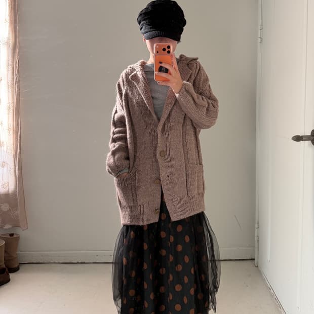 일본빈티지 헤비울 숄카라 가디건 스웨터