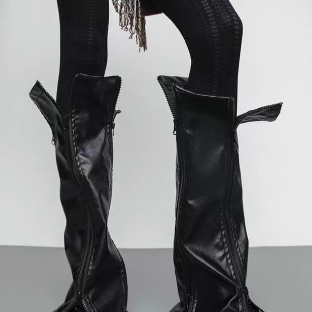 leather zipper leg warmer