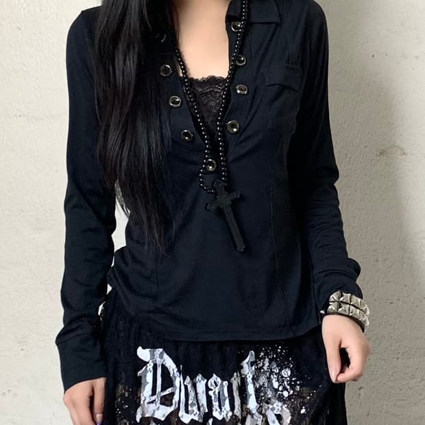 Button Collar Long Sleeve 