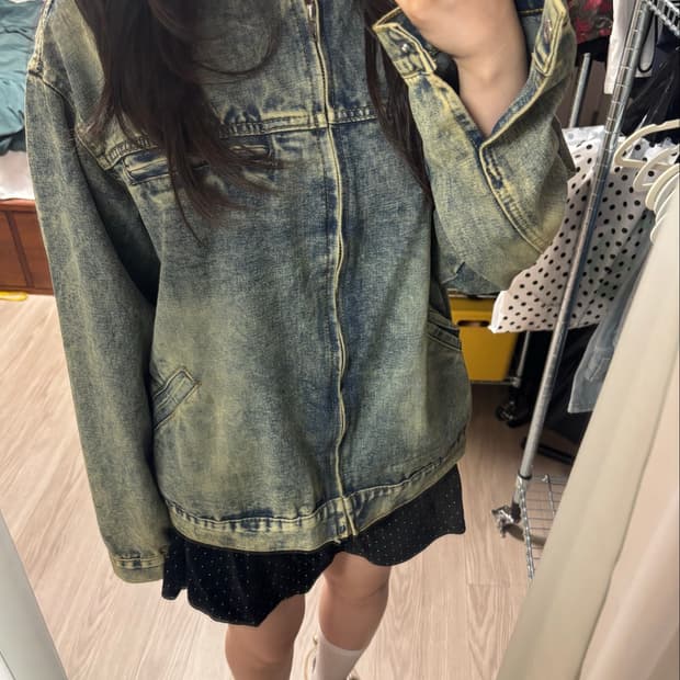 빈티지 워싱 스티치 데님 자켓
