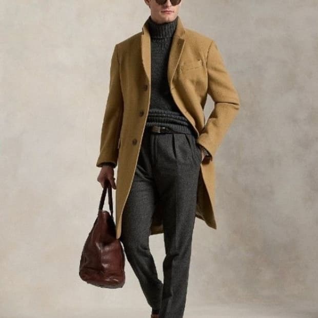 폴로 랄프로렌 싱글 브레스티드 울코트 브라운