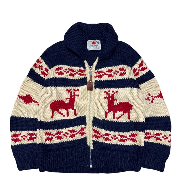 캐나다 헤비울 코위찬 니트 집업