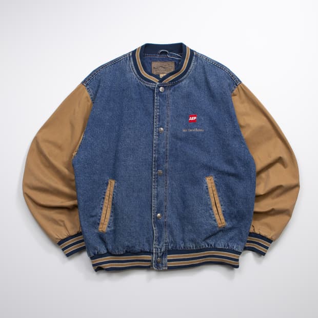 90s Port 데님 바시티 자켓