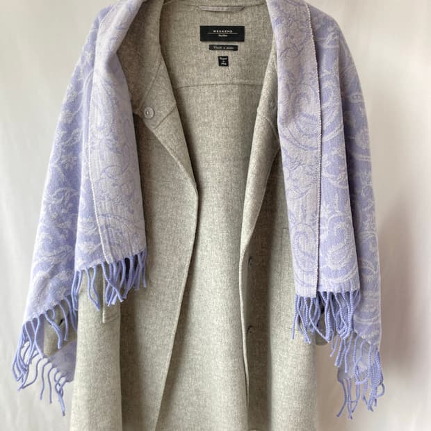 정품) 에트로 페이즐리 울100 무릎담요 겸 숄 라벤더 거의새거