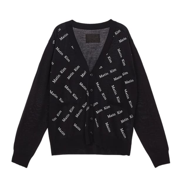 (W) 마뗑킴 마뗑 지그재그 프린트 가디건 블랙