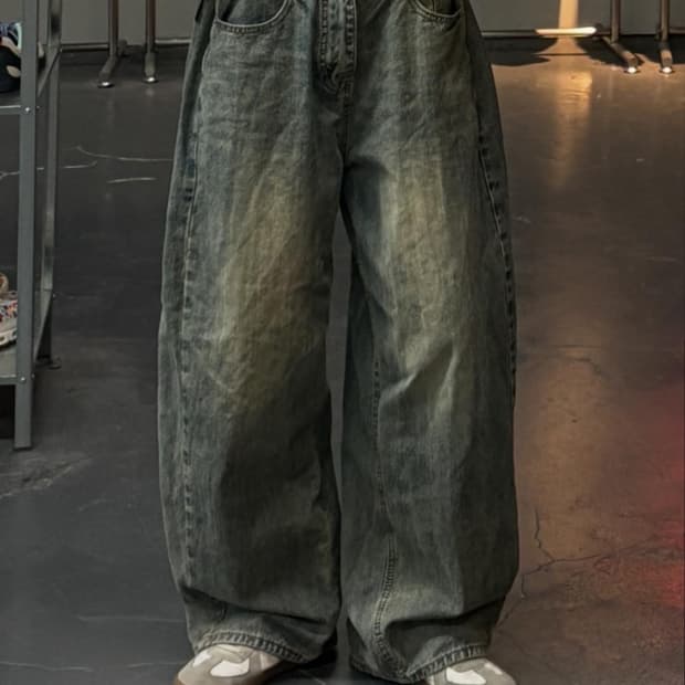 에스빈 빈티지 워싱 와이드 데님팬츠 A3478