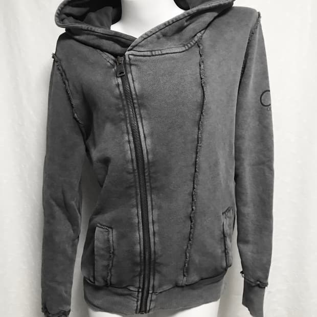 빈티지 캘빈클라인 아카이브 사선 지퍼 워싱 절개 후드 집업