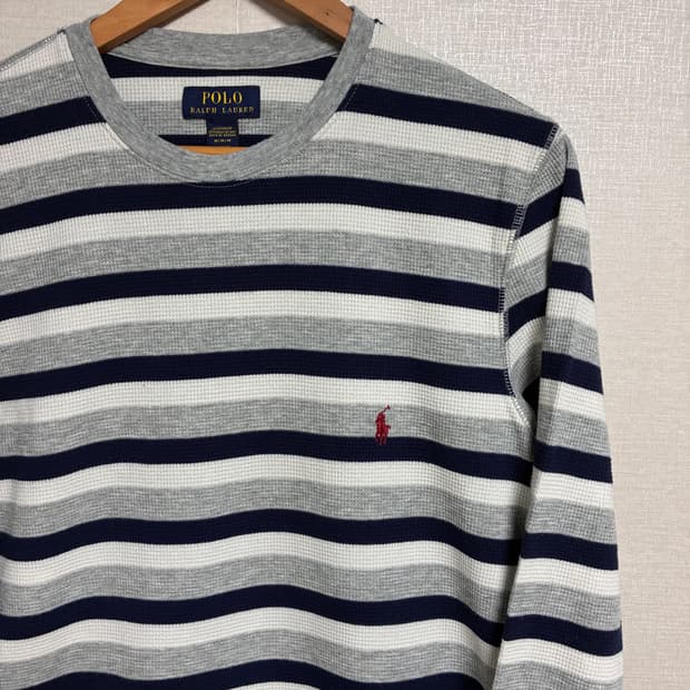 빈티지 폴로 와플 스트라이프 니트
