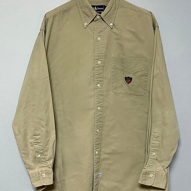 POLO 90s 폴로 랄프로렌 크레스트 남자 자수셔츠 베이지 L 100