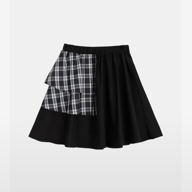오헤시오 캉캉 스커트 블랙 체크