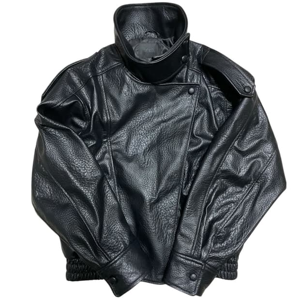 Zara leather Jacket 자라 생로랑맛 하이넥 레더자켓 XS
