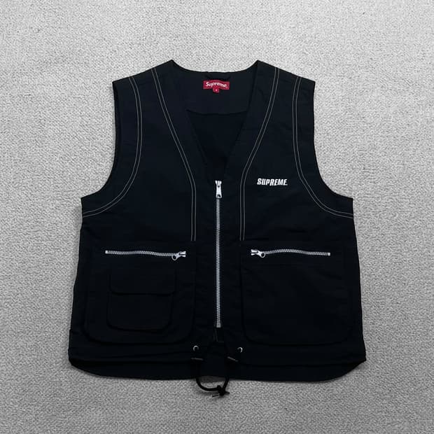 슈프림 19ss 나일론 카고 피싱 베스트 자켓 블랙