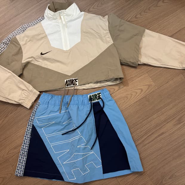 나이키 아노락 오버핏 크롭 바람막이,치마 세트 여성ML