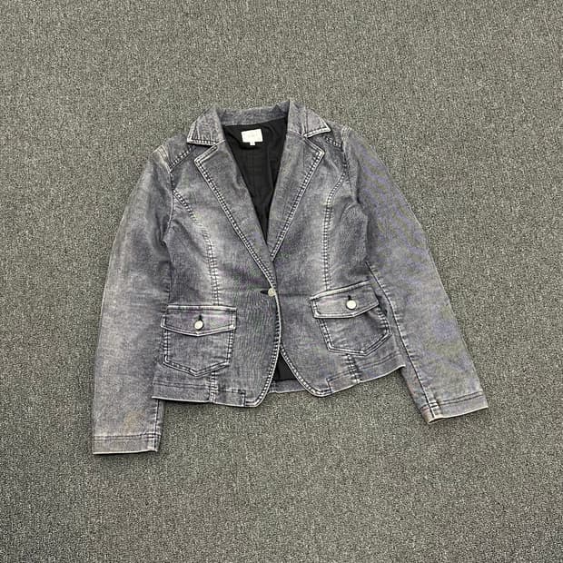 2)타케오키쿠치 빈티지 여성 흑청 데님 블레이저 자켓