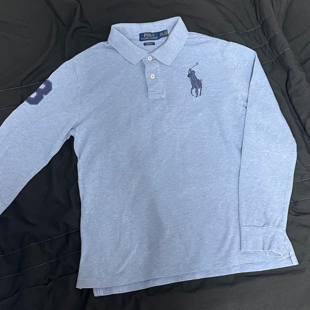 폴로 빅포니 긴팔 카라티 스카이블루