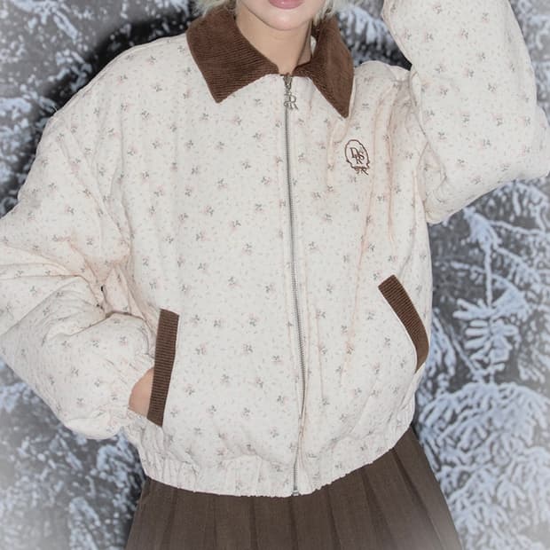 드라이로즈 플라워코듀로이패딩 판매해요