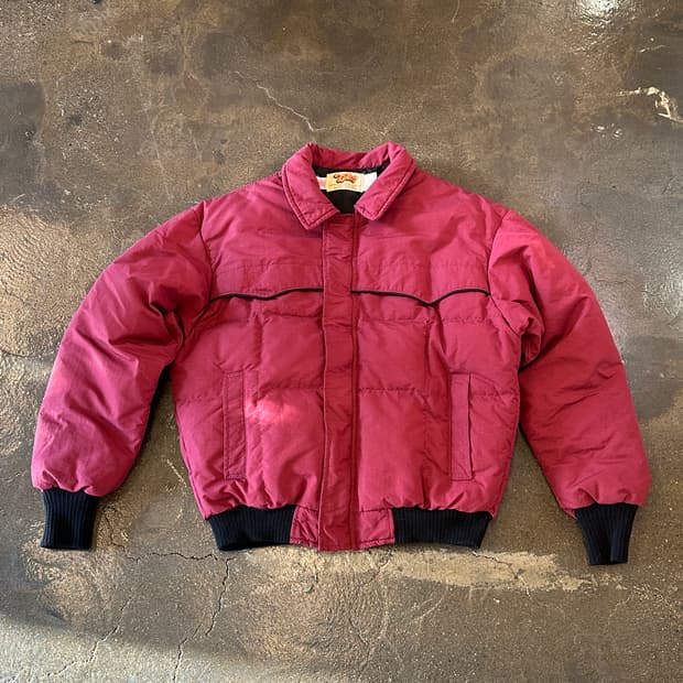 70s/80s Comfy USA 버건디 웨스턴 요크 다운 봄버 자켓 L