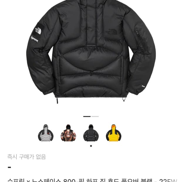 슈프림 x 노스페이스 800-필 하프 집 후드 풀오버 블랙 - 22FW