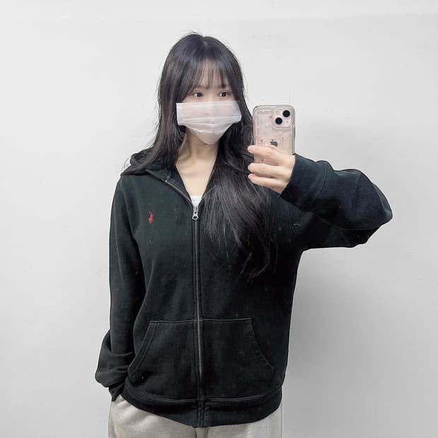 폴로 랄프로렌 포니 로고 후드집업 블랙