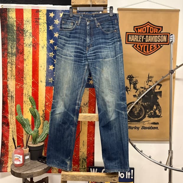 00s 리바이스502 재팬라인 캣브러쉬 데미지 스트레이트 데님팬츠 N80