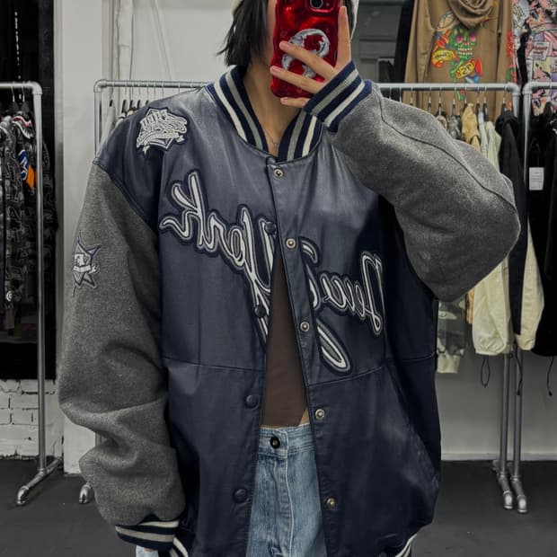 FUBU 푸부 제뉴인 레더 바시티 자켓