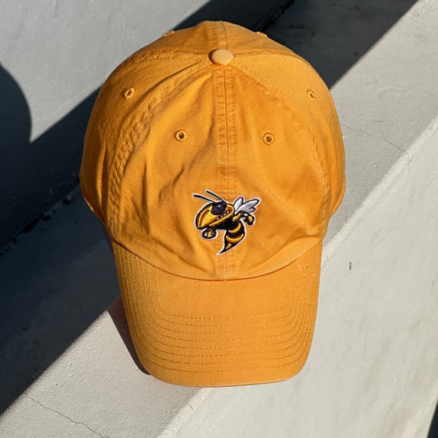 [L] 꿀벌 자수 빈티지 옐로우 볼캡 모자