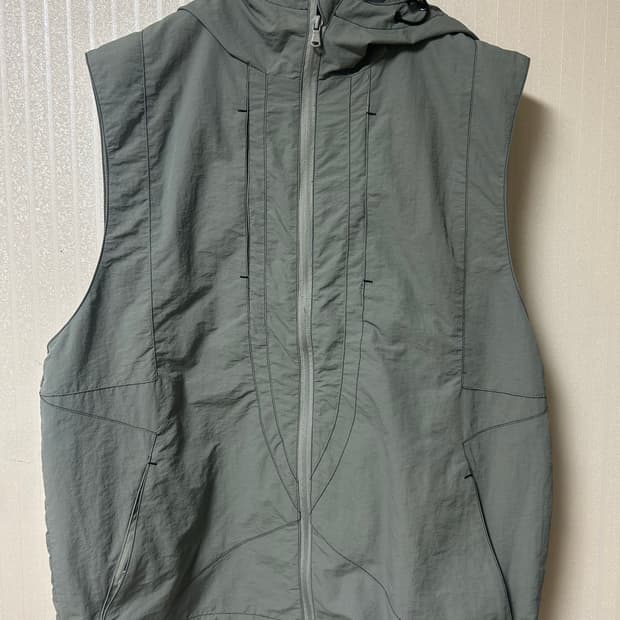 후드 나일론 베스트 집업