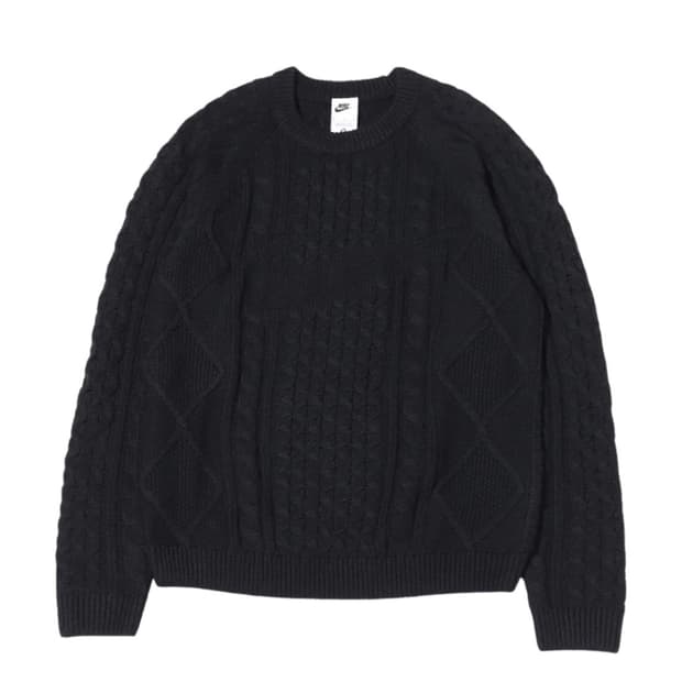 나이키 케이블 니트 롱슬리브 스웨터 블랙