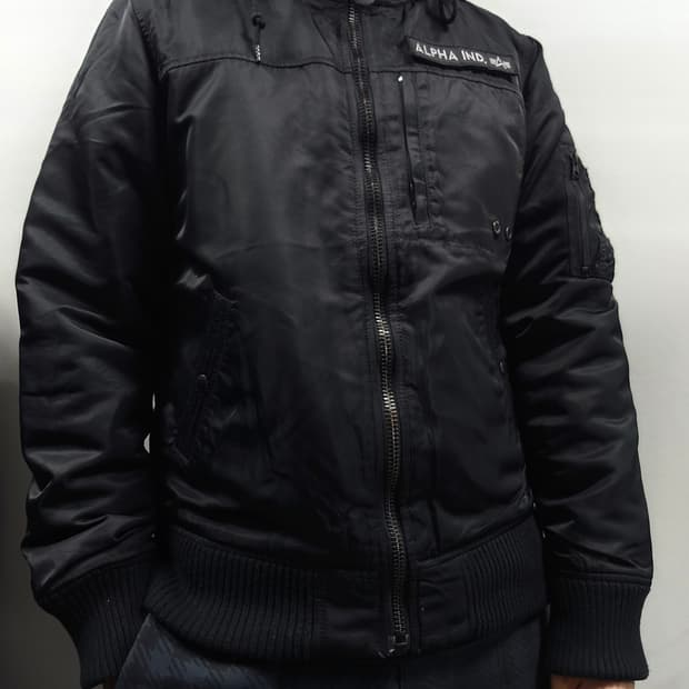 알파인더스트리 후드 MA-1 블랙 봄버 자켓 XL사이즈