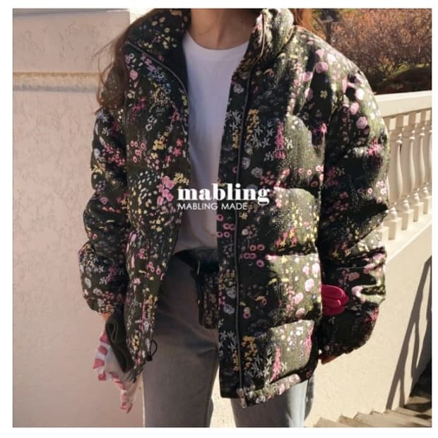 mabling Flower Jacquard Down Puffer