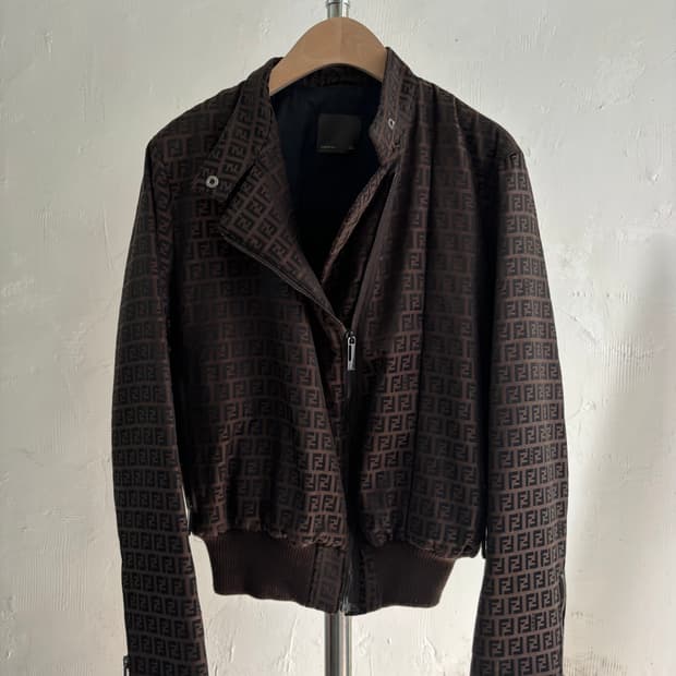 Fendi 펜디 브라운 FF 모노그램 봄버 자켓