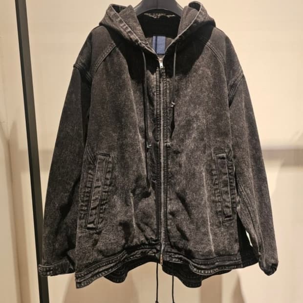 준지 24FW 흑청 데님 후드집업 L