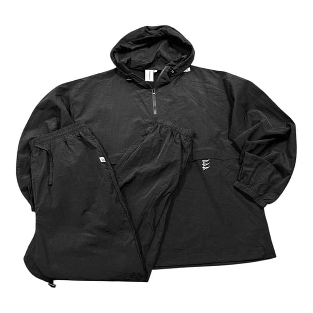 ✨ (만원 빈티지) (세트) 어반디타입 우븐 바스락 블랙 바람막이 셋업