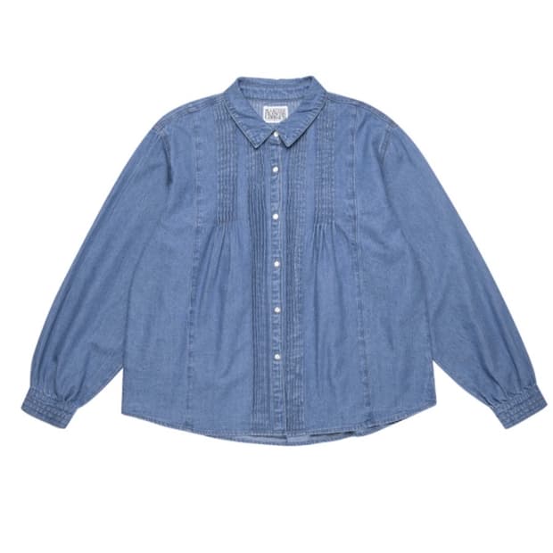 마리떼 데님 핀턱 블라우스 (차정원 데님셔츠)