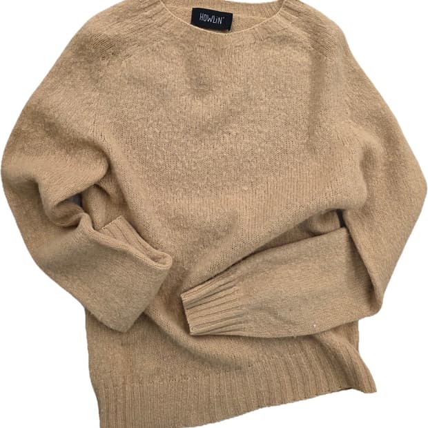 HOWLIN' 베이지 라운드넥 니트