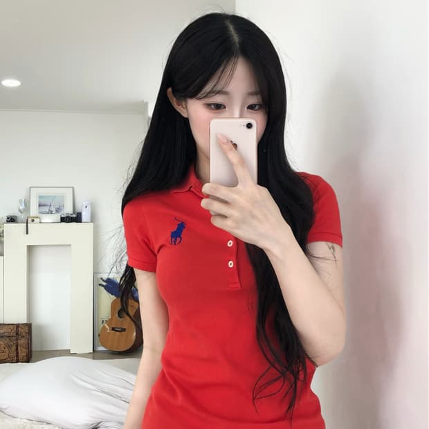 (핏보장✨) 폴로 빅포니 슬림핏 레드 pk티